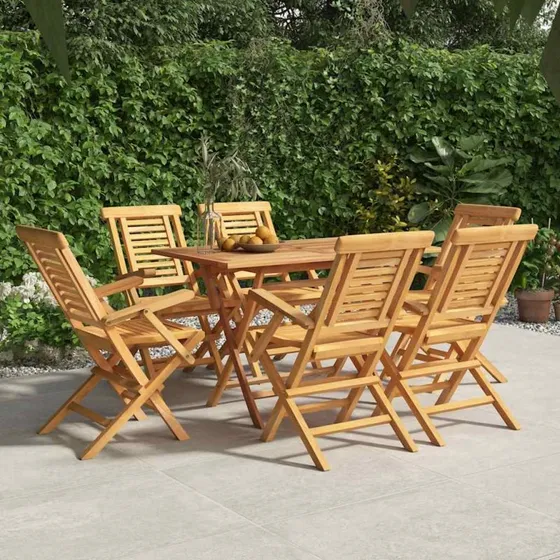 vidaXL 6 stk. foldbare havestole i massivt teaktræ, 56x63x90 cm