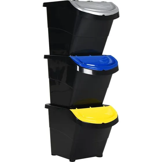 vidaXL stabelbare affaldsspande 3 stk. 78 l sort