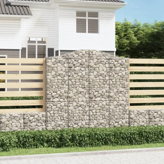 vidaXL buede gabionkurve 2 stk. 200x30x200/220 cm galvaniseret jern
