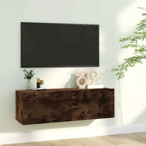 vidaXL Væghængt TV-bord 100x30x30 cm røget egetræ
