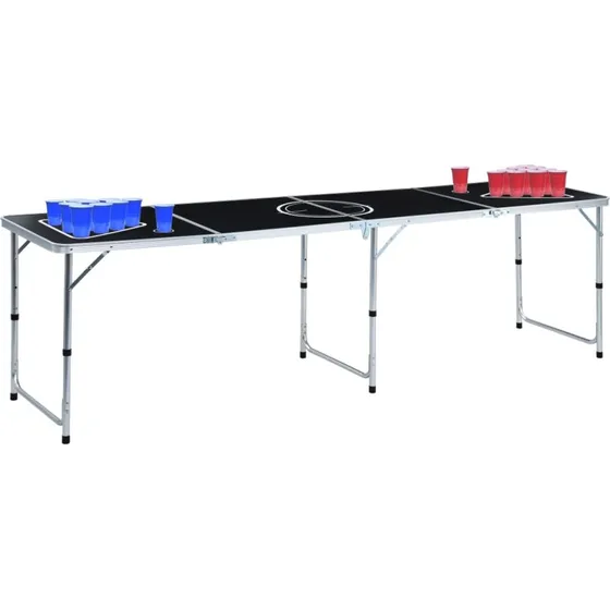 vidaXL Foldbart Beer Pong-bord 240 cm med kopper og bolde