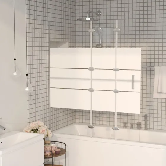 vidaXL foldbar bruseafskærmning 120x140 cm sikkerhedsglas hvid