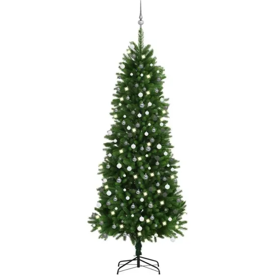 LumiGreen Kunstigt Juletræ 240 cm med lys og kuglesæt, grønt