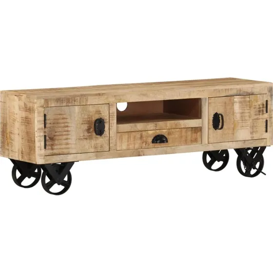 vidaXL tv-bord med hjul 110x30x40 cm ru mangotræ