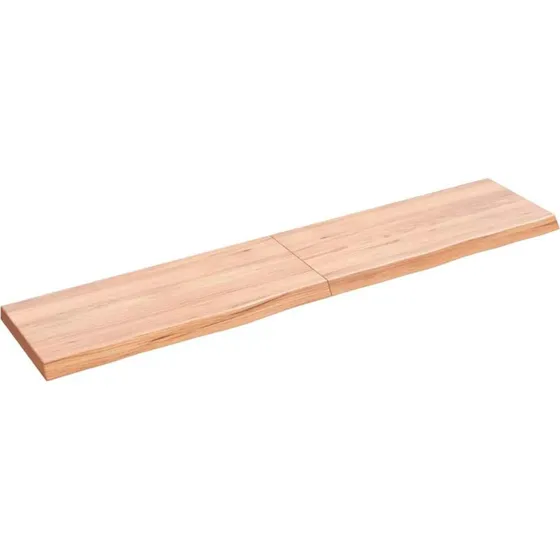 vidaXL Væghylde 140x30x(2-4) cm behandlet massivt egetræ lysebrun