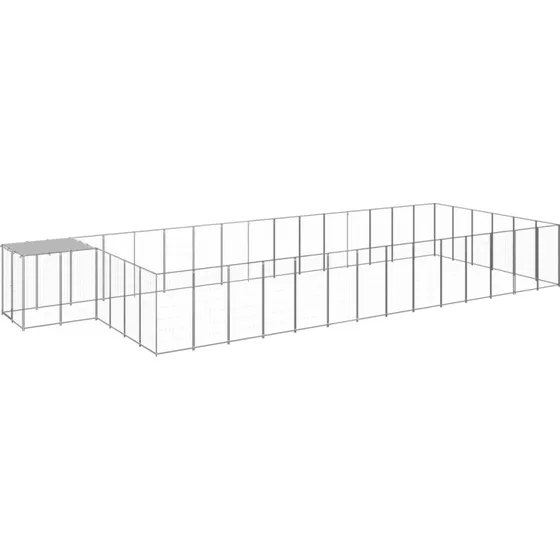 vidaXL Hundeløbegård 26,62 m² stål sølvfarvet