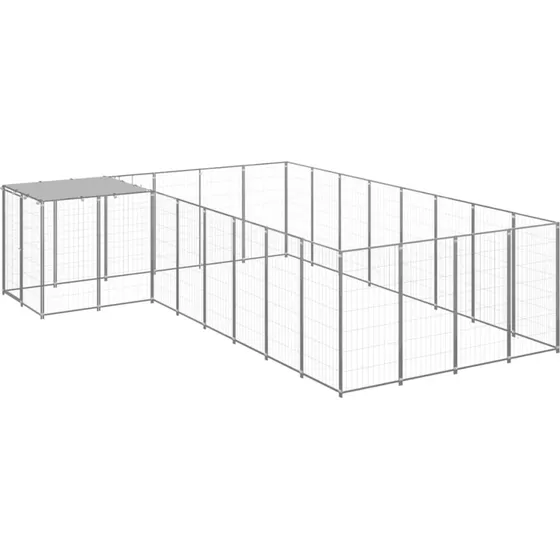 vidaXL Hundeløbegård 10,89 m² stål sølvfarvet