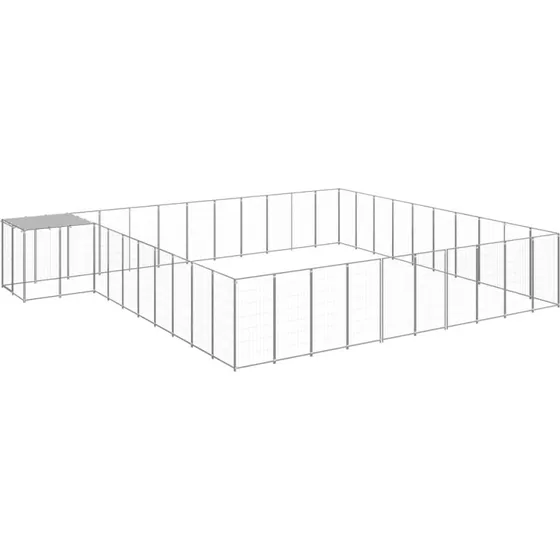 vidaXL Hundeløbegård 31,46 m² Stål Sølvfarvet