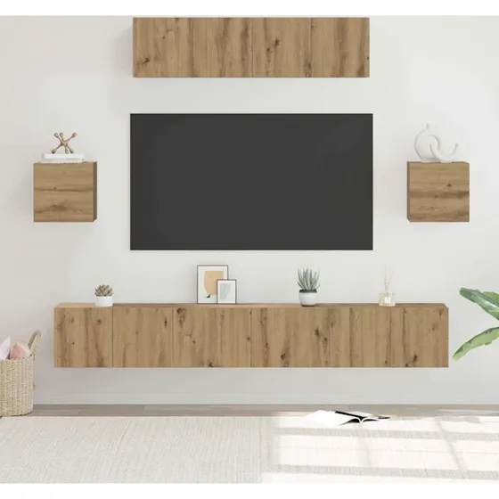 vidaXL Artisan Egetræ TV-møbelsæt 7 stk, 80 x 30 x 30 cm