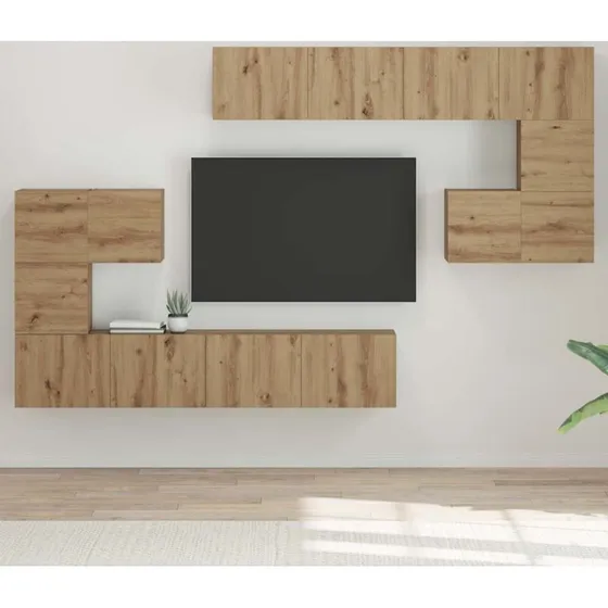 vidaXL Artisan Egetræ TV-enhed, Vægmonteret, 4 stk