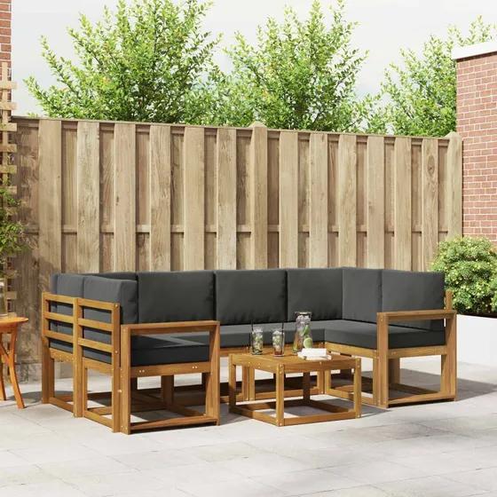 vidaXL Udendørs Sofagruppe 7 pc Naturlig/Antracit