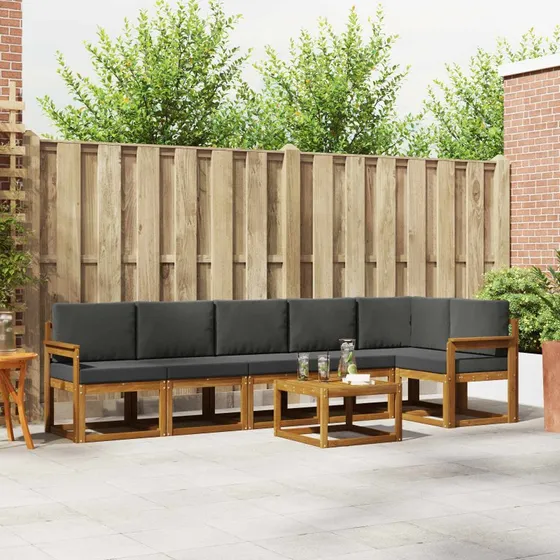 vidaXL Udendørs Sofagruppe 7 pc Naturlig & Antracit