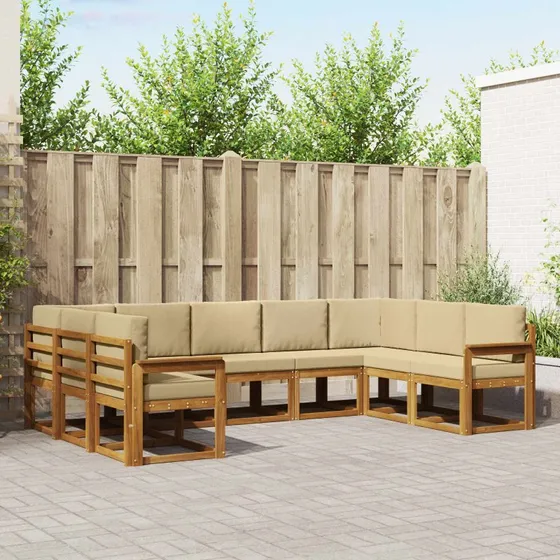 vidaXL Udendørs Sofagruppe 9 dele Naturlig/Beige