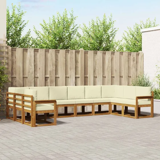 vidaXL Udendørs Sofagruppe 10 pc Naturlig/Fløde Akacietræ