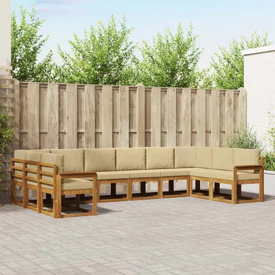 vidaXL Udendørs Sofagruppe 10 pc Naturlig/Beige Akacietræ