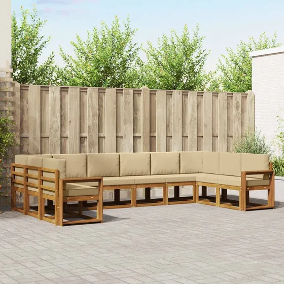 vidaXL Udendørs Sofagruppe 10 pc Naturlig/Beige Akacietræ