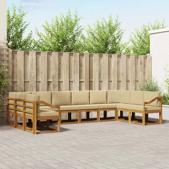 vidaXL Udendørs Sofagruppe 10 pc Naturlig/Beige Akacietræ