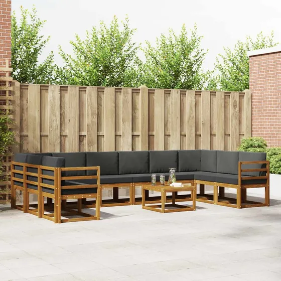 vidaXL Udendørs Sofagruppe 11 pcs Naturlig/Antracit