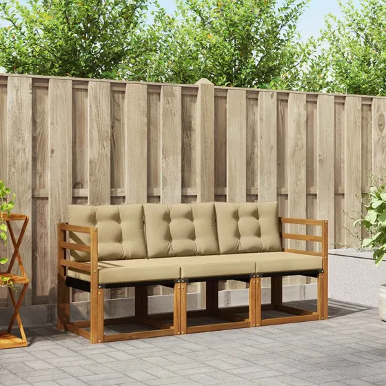 vidaXL Udendørs Sofagruppe 3-pces Naturlig/Beige