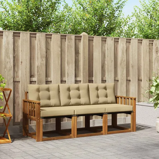 vidaXL Udendørs Sofagruppe 3-pces Naturlig/Beige