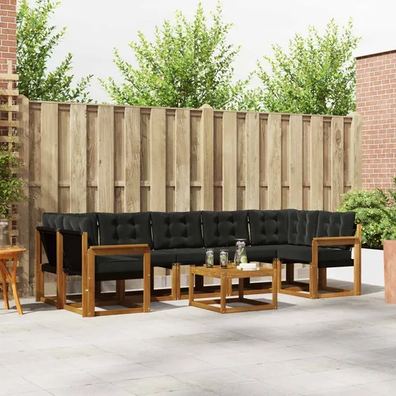 vidaXL Udendørs Sofagruppe 8 pcs Naturlig og Sort