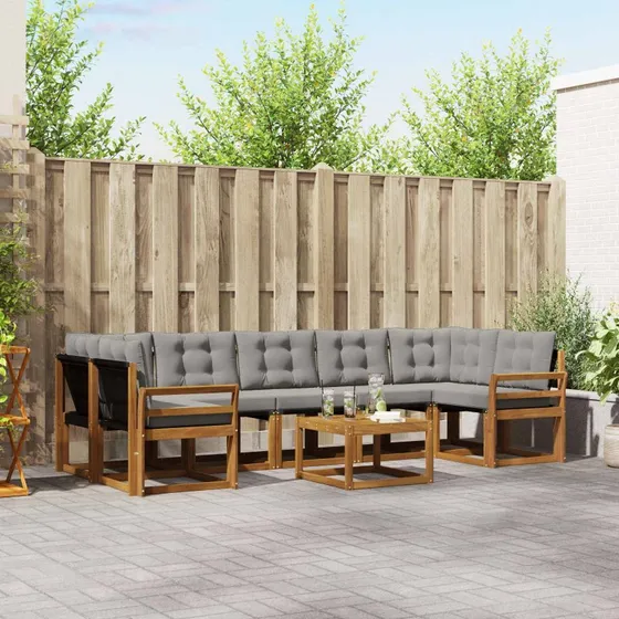 vidaXL Udendørs Sofagruppe 8 pc Naturlig/Lys Grå