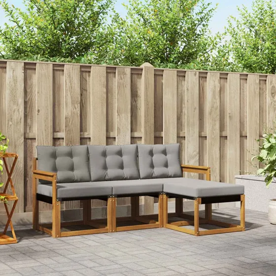 vidaXL Udendørs Sofagruppe 4-pces Naturlig & Lys Grå
