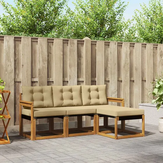 vidaXL Udendørs Sofagruppe 4-pces Naturlig/Beige