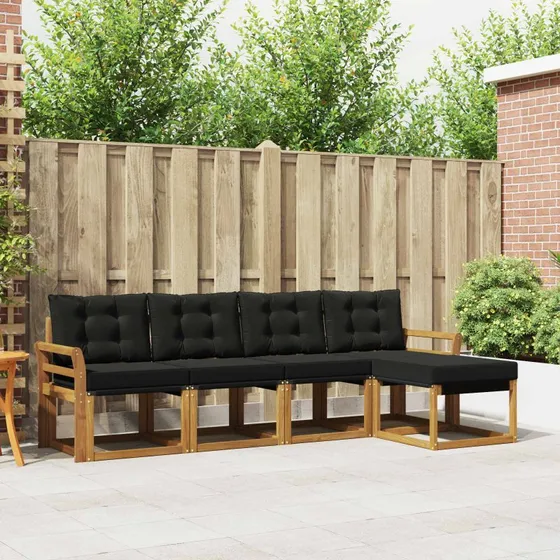 vidaXL Udendørs Sofagruppe 5-pcs Naturlig og Sort