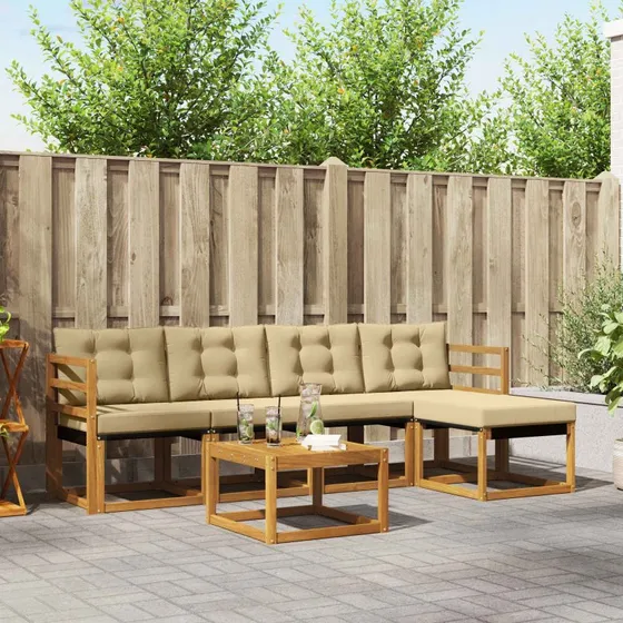 vidaXL Udendørs Sofagruppe 6 pc Naturlig/Beige