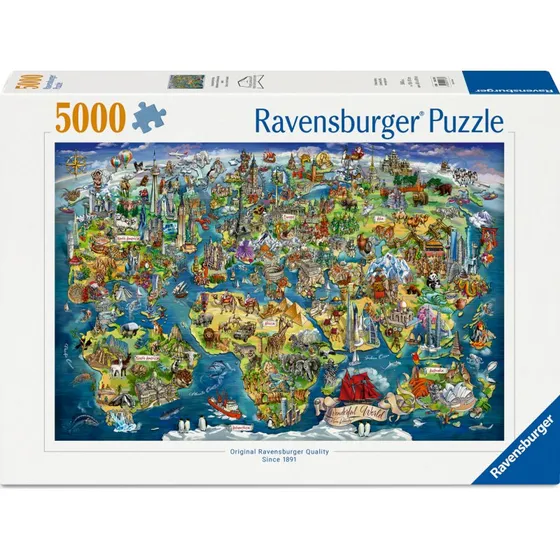 Ravensburger World Map 5000p - Puslespil med 5000 præcisionsskårne brikker