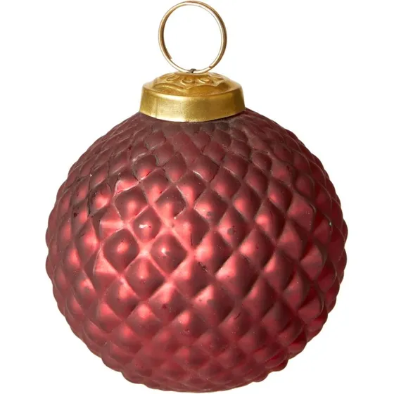 Julekugler i glas 3 stk Ø 8 cm - rød