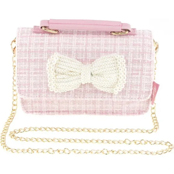 Tinka Pretty Håndtaske, Pink med Hvid Sløjfe, 18x13x7cm