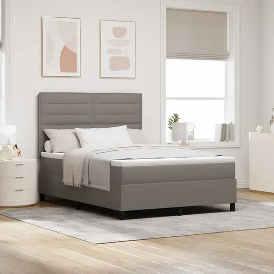 vidaXL Boxspring seng med LED madras Gråbrun 140x200 cm
