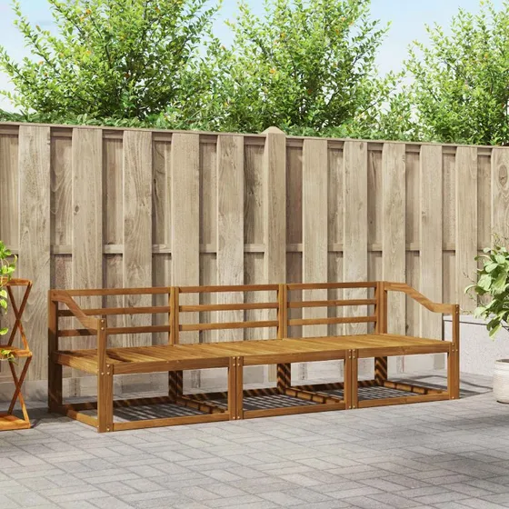 vidaXL Udendørs Sofagruppe 3 pcs Naturfarvet Massivt Akacietræ