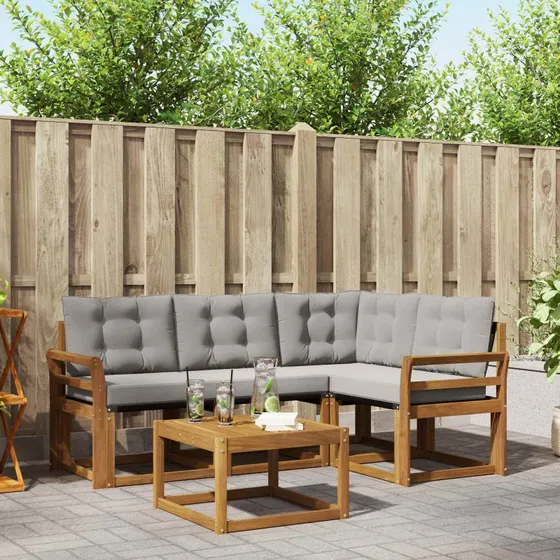 vidaXL Udendørs Sofagruppe 5-pcs Naturlig og Lys Grå