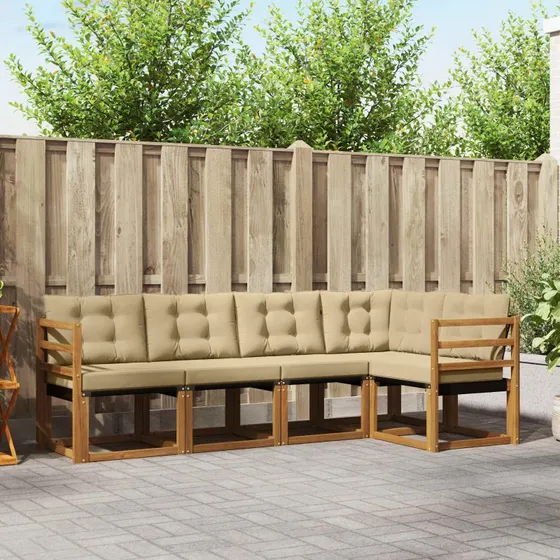 vidaXL Udendørs Sofagruppe 5 pcs Naturlig/Beige