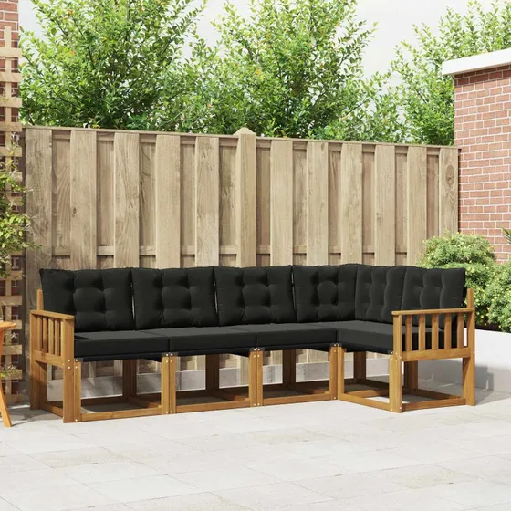 vidaXL Udendørs Sofagruppe 5-pc Naturlig og Sort