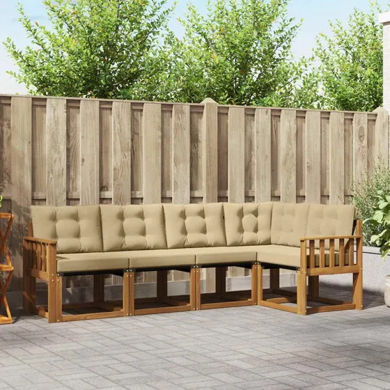 vidaXL Udendørs Sofagruppe 5-stk Naturlig/Beige