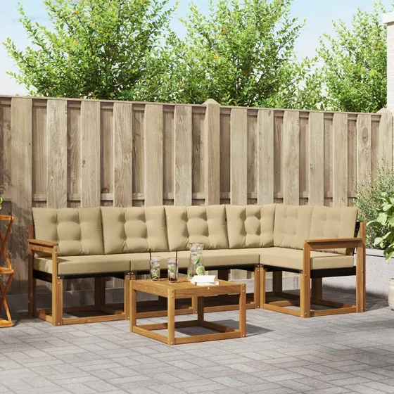 vidaXL Udendørs Sofagruppe 6-pces Naturlig/Beige