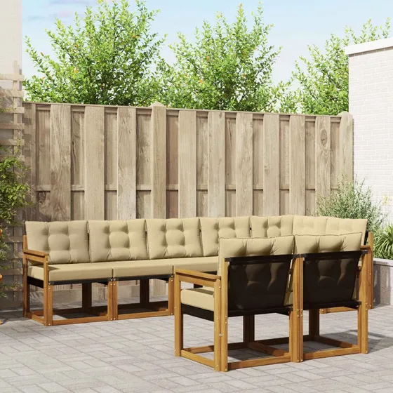vidaXL Udendørs Sofagruppe 8 pcs Naturlig/Beige