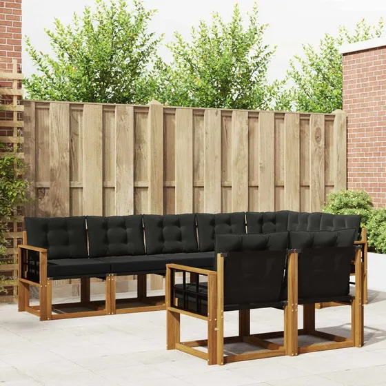 vidaXL Udendørs Sofagruppe 8 pcs Naturlig og Sort