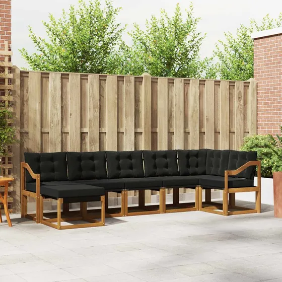 vidaXL Udendørs Sofagruppe 7 pcs Naturlig og Sort