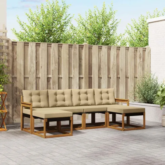 vidaXL Udendørs Sofagruppe 6 pc Naturlig/Beige