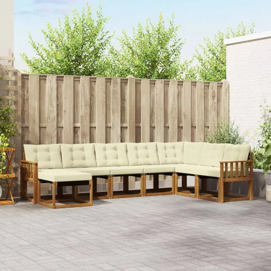 vidaXL Udendørs Sofagruppe 8 pc Naturlig & Fløde