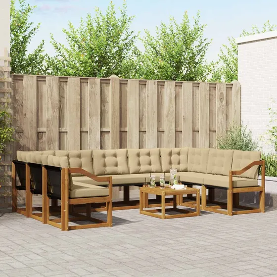 vidaXL Udendørs Sofagruppe 10 pcs Naturlig & Beige