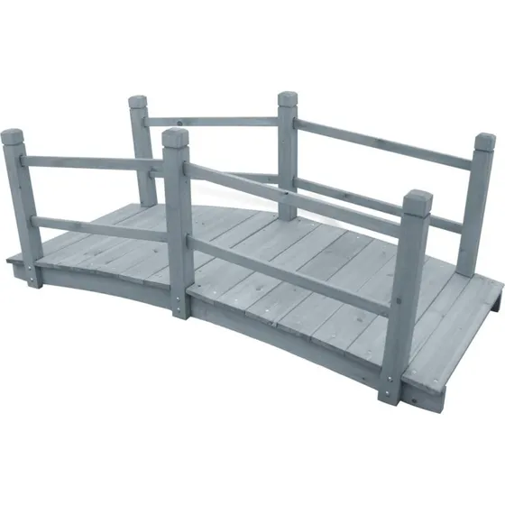 vidaXL Gangbro til haven 140x60x56 cm grå massivt fyrretræ