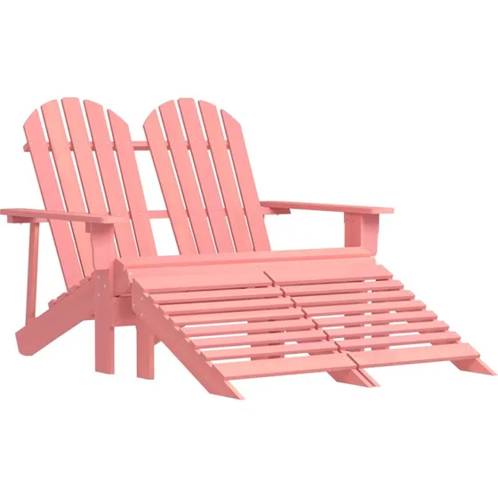 vidaXL 2-personers Adirondack-havestol med fodstøtte grantræ, pink