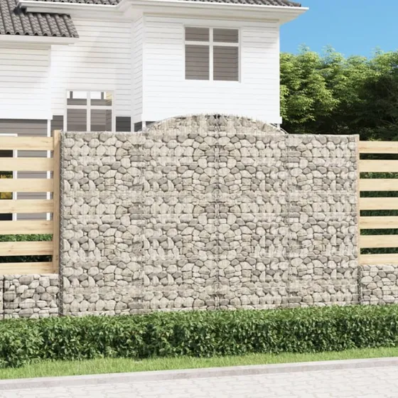 vidaXL buede gabionkurve 4 stk. 300x30x200/220 cm galvaniseret jern