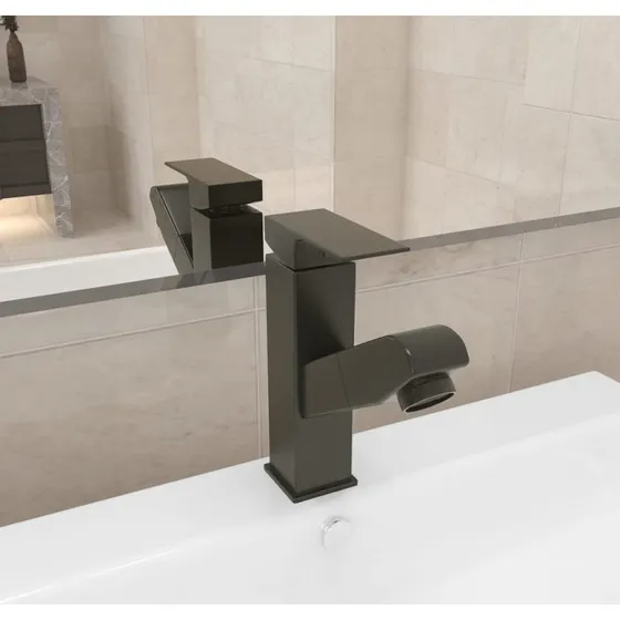 vidaXL vandhane med udtræksfunktion 157x172 mm grå
